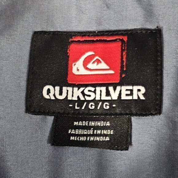Quiksilver Mens Large Blue, Grey Long Sleeve Button Down Shirt - Picture 4 of 7